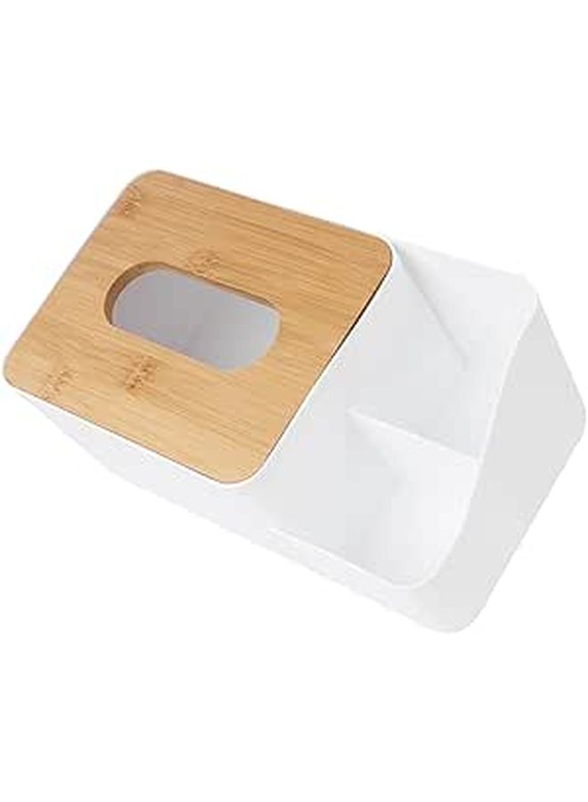 Bamboo Lid Tissue Box Organizer Desktop Storage Case for Multifunction Home Office Use - Image 1