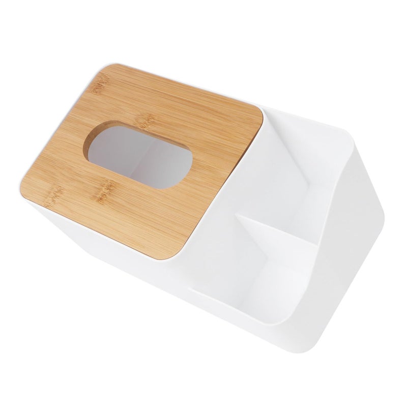 Bamboo Lid Tissue Box Organizer Desktop Storage Case for Multifunction Home Office Use - Image 2