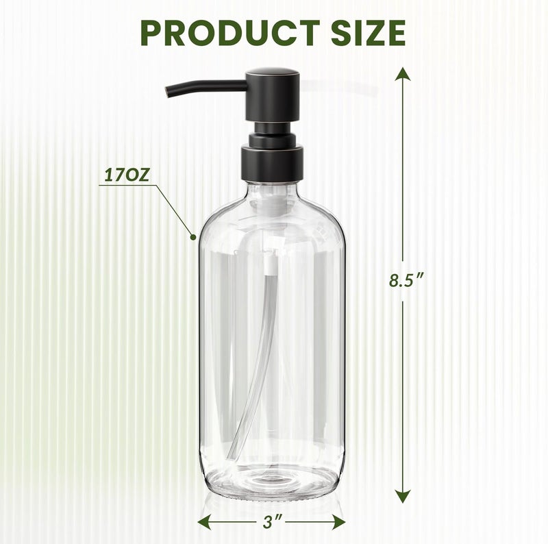AmazerBath Glass Soap Dispenser, 2-Pack Clear Glass Soap Dispenser with Pump Bronze Rustproof, 17 Oz Bathroom Hand Soap Dispenser Bottle for Liquid Lotion, Kitchen Dish Soap Dispenser - Image 5