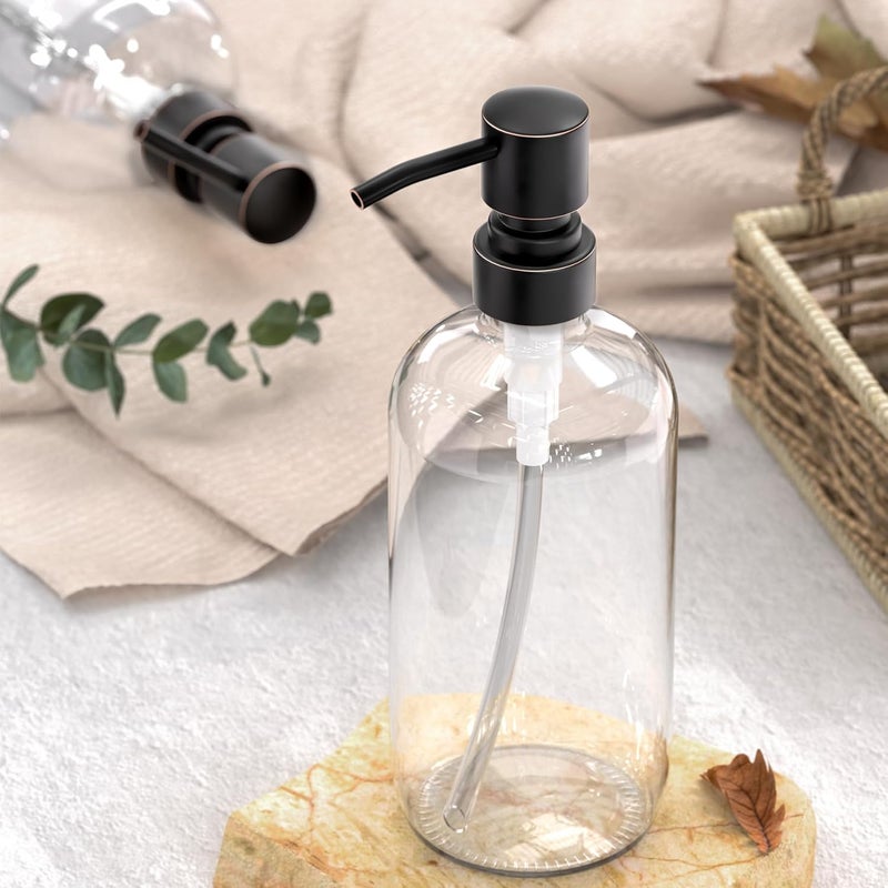 AmazerBath Glass Soap Dispenser, 2-Pack Clear Glass Soap Dispenser with Pump Bronze Rustproof, 17 Oz Bathroom Hand Soap Dispenser Bottle for Liquid Lotion, Kitchen Dish Soap Dispenser - Image 4