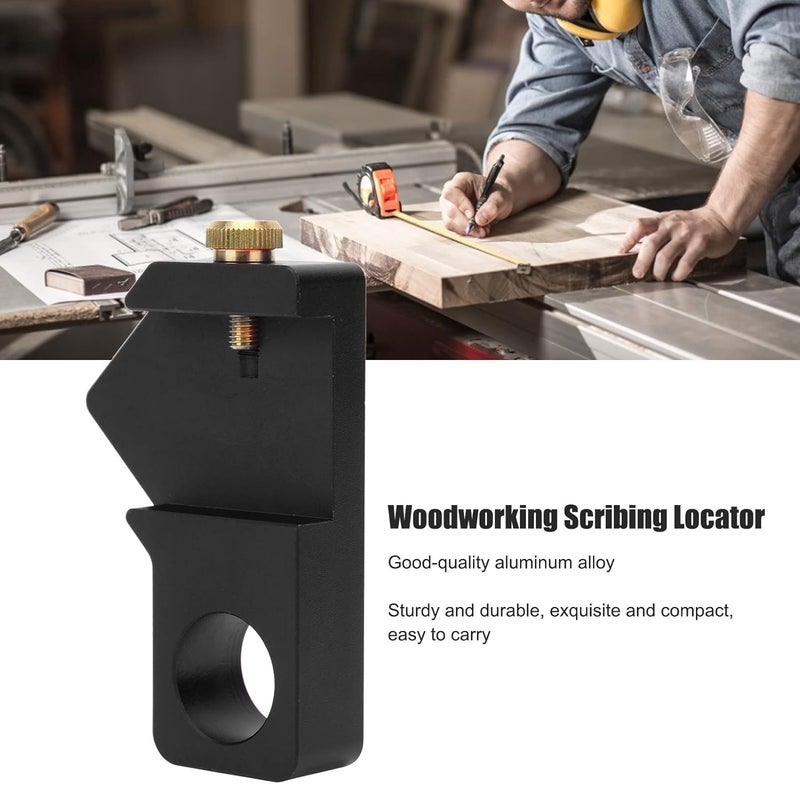 Woodworking Ruler Positioning Adjuster Scribing Locator General Purpose Limiter Fixing Block Aluminum Alloy Tool for Carpenters and DIY Woodworkers (Black) - Image 2
