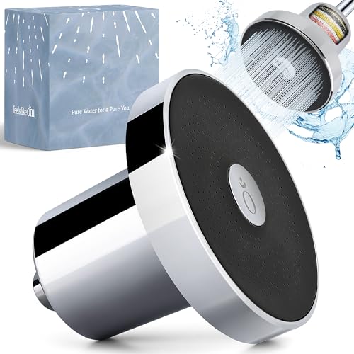 Feels Like Om Filtered Shower Head with Water Softener - Shower Filters to Remove Toxic Chemicals & 98% of Chlorine - High Pressure Filter for Hard Water - Tested Shower Filter for Hair and Skin - Image 1