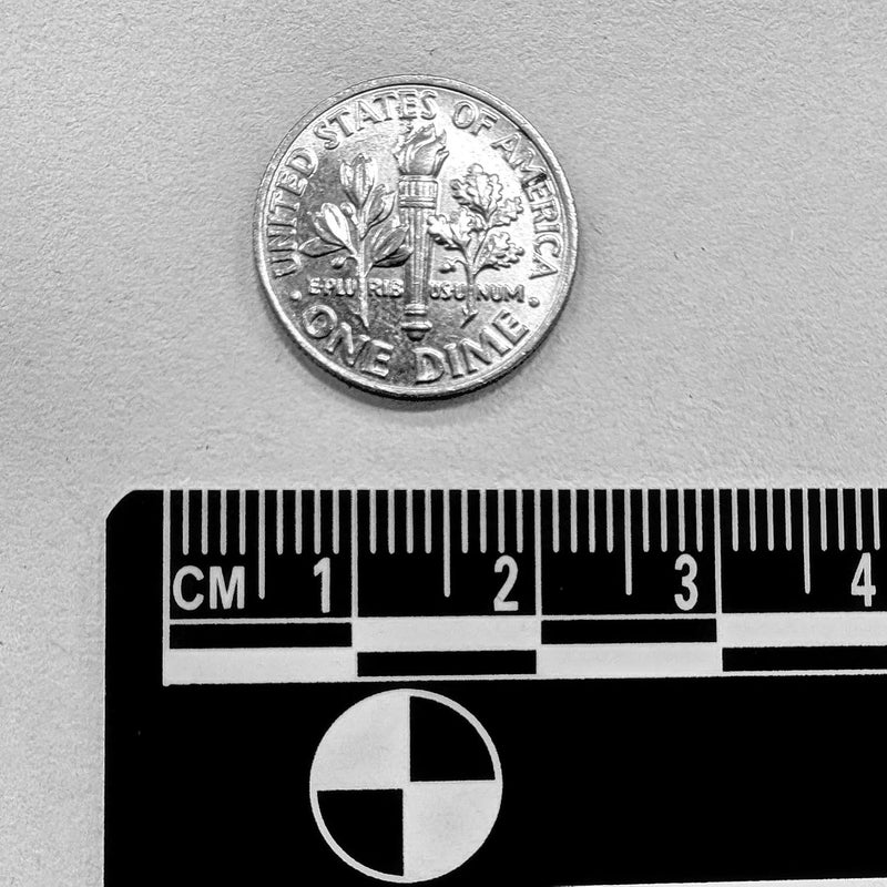 كرايم سين مقياس التصوير الفوتوغرافي للأدلة الاحترافي لمسرح الجريمة، عبوة من 10 قطع، مساطر فينيل بطول 15 سم/6 بوصة مع دوائر مرجعية، قياس مزدوج (أسود) - Image 5