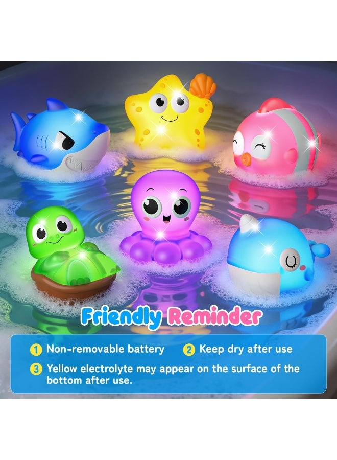 Light Up Bath Toys for Kids Ages 1-3, Pool Toys for 1 2 3 Year Old Girl Boy, Water Activated Bath Toys for Toddlers 3-5, Glowing Bathtub Toys for Baby Boy & Girl Gifts, 6 Pack - Image 4