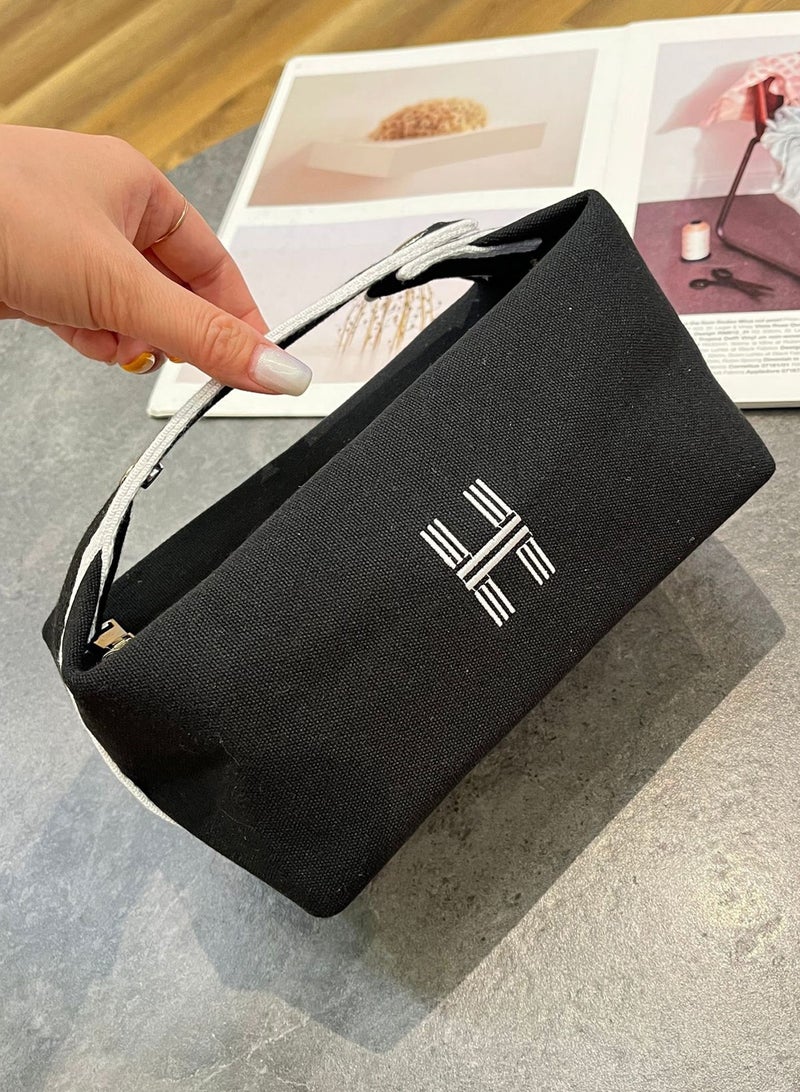 أوربازار حقيبة مكياج للسفر، حقيبة مستحضرات تجميل صغيرة محمولة للسفر مع مقبض، حقيبة تنظيم مكياج من القماش مقاومة للماء للنساء والفتيات (بيج) - Image 4