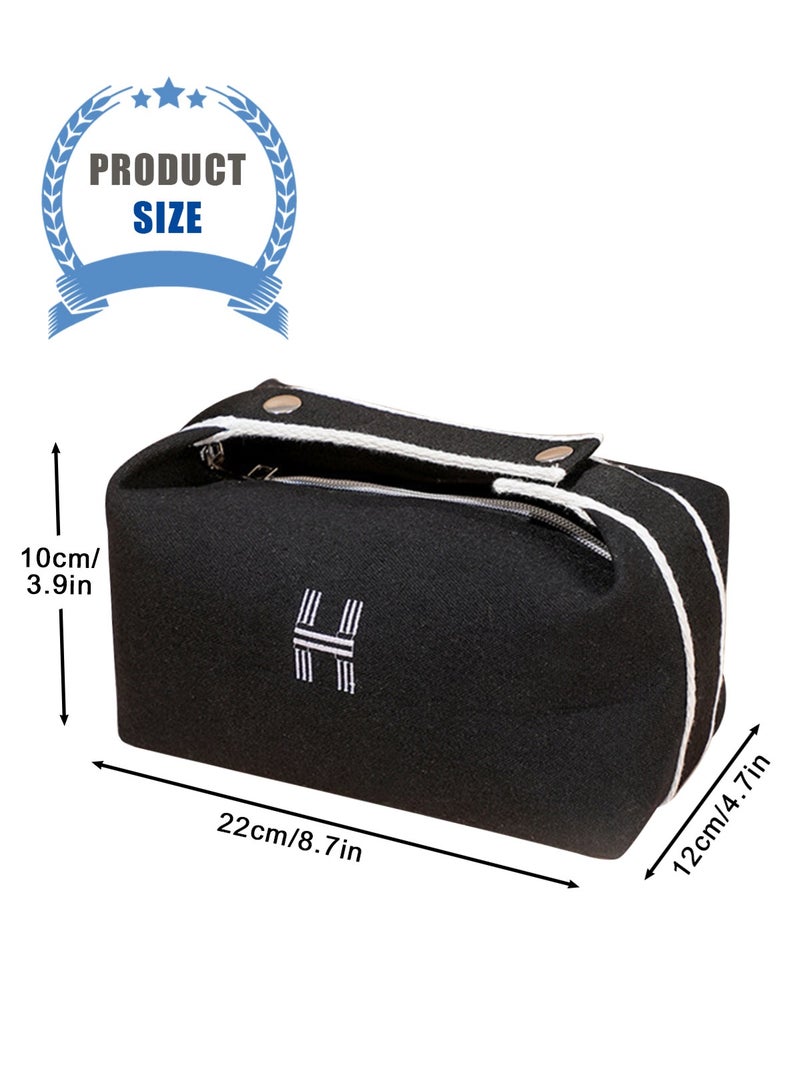 أوربازار حقيبة مكياج للسفر، حقيبة مستحضرات تجميل صغيرة محمولة للسفر مع مقبض، حقيبة تنظيم مكياج من القماش مقاومة للماء للنساء والفتيات (بيج) - Image 2