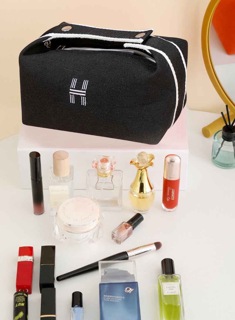 أوربازار حقيبة مكياج للسفر، حقيبة مستحضرات تجميل صغيرة محمولة للسفر مع مقبض، حقيبة تنظيم مكياج من القماش مقاومة للماء للنساء والفتيات (بيج) - Image 5
