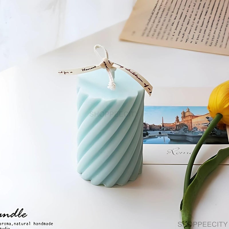 Shoppeecity 3D Spiral Pillar Candle Silicone Mold Cylinder Candle Mold Spiral Cylinder Silicone Molds for Candle Making for DIY Handmade Chocolate Cake Dcor Aromatherapy Soap Polymer Clay Resin Art And Craft Making - Image 2
