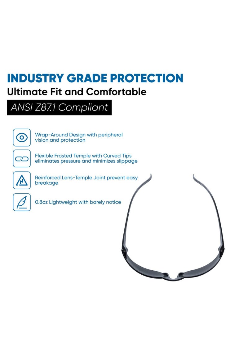 KASTWAVE Tinted Safety Glasses, 12 pairs per box Eyewear Protective Glasses Safety Goggle, Strong Impact Resistant Lens for Laboratory, Construction,gardening, Industrial Safety, Craft,Clear Safety Glasses  - Image 3