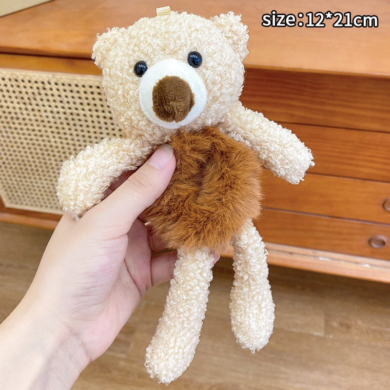 Generic Baowao Bear Hair Loop 2023 New Cute Plush Bear Tie-up Rope Womens Internet Celebratory Cartoon Hair Rope Pontail Rubber Tendon 1# brown bear