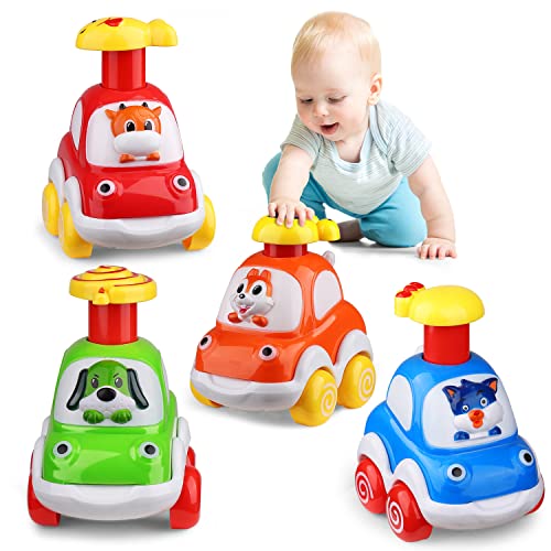ALASOU 4 PCS Animal Car Toys for 1 Year Old Boy GirlBaby Toys 1 Year Old Boy Gifts for Toddlers 13Vehicle Toy Set for Toddler Toys 121st Birthday Gift for Infant 12 18 Months - Image 1