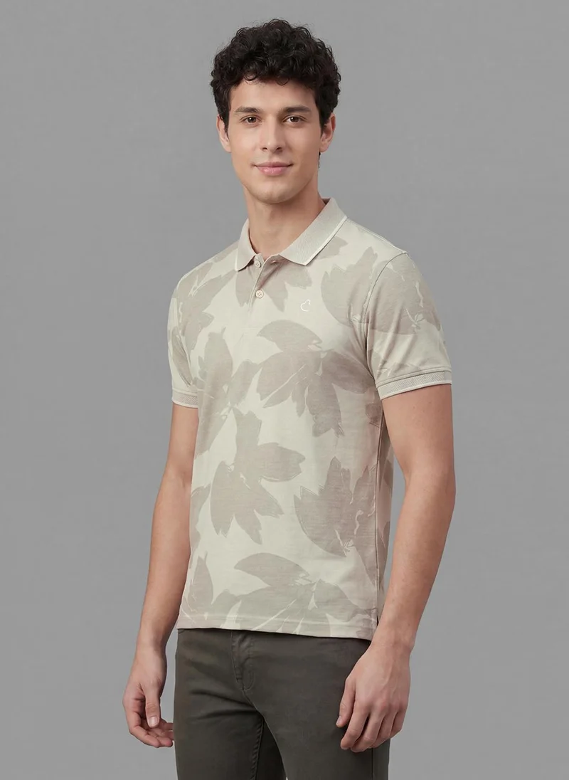 Being Human Men Floral Printed Polo Collar Pure Cotton T-shirt
