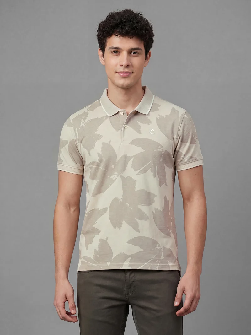 Being Human Men Floral Printed Polo Collar Pure Cotton T-shirt
