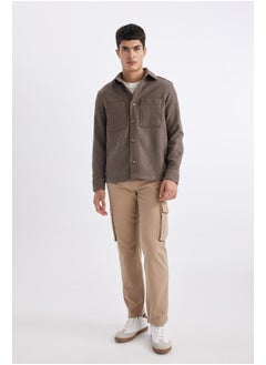 DeFacto Man Regular Fit Polo Neck Woven Long Sleeve Shirt  - Image 2