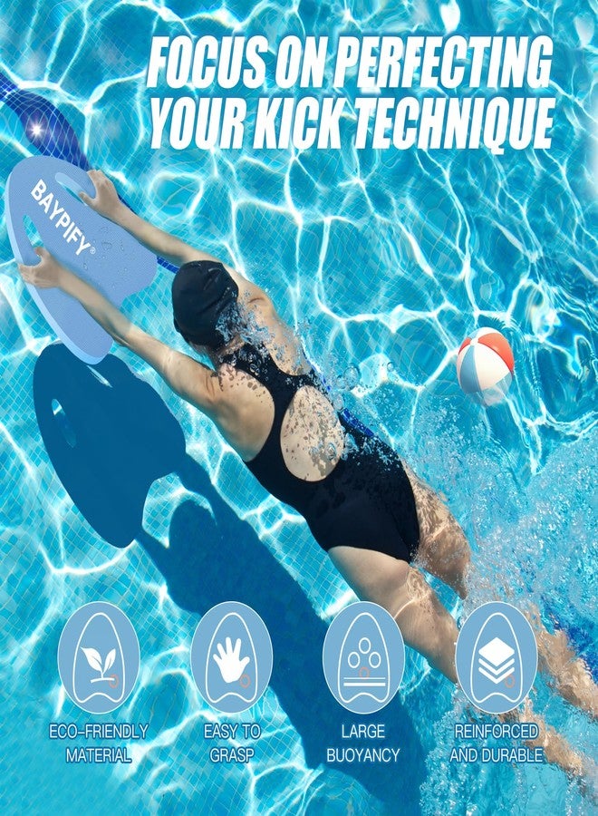 Baypify 2PCS Swimming Kickboard for Adults and Kids, Swim Training Aid Kick Board Pool Exercise Equipment with Hole Handle, Non-Spliced Molded EVA Foam Water Board(Blue) - Image 2