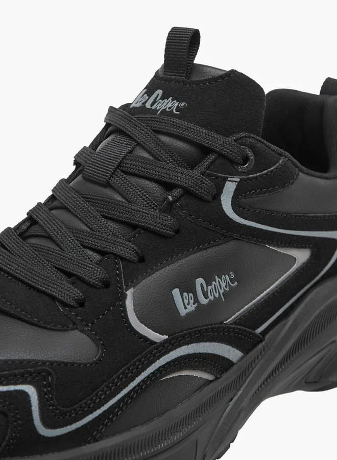 Lee Cooper Men's Logo Print Panelled Lace-Up Sneakers