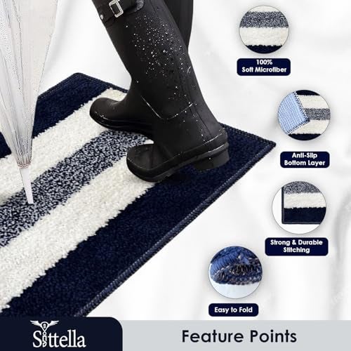 SITTELLA® Pack of 3 Bath Mats 50x35 cm – 1100 GSM Microfiber Bathroom Rug, Anti-Skid Backing, Soft & Highly Absorbent, Quick Dry, Machine Washable – Blue - Image 3
