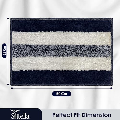 SITTELLA® Pack of 3 Bath Mats 50x35 cm – 1100 GSM Microfiber Bathroom Rug, Anti-Skid Backing, Soft & Highly Absorbent, Quick Dry, Machine Washable – Blue - Image 2