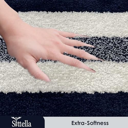 SITTELLA® Pack of 3 Bath Mats 50x35 cm – 1100 GSM Microfiber Bathroom Rug, Anti-Skid Backing, Soft & Highly Absorbent, Quick Dry, Machine Washable – Blue - Image 4