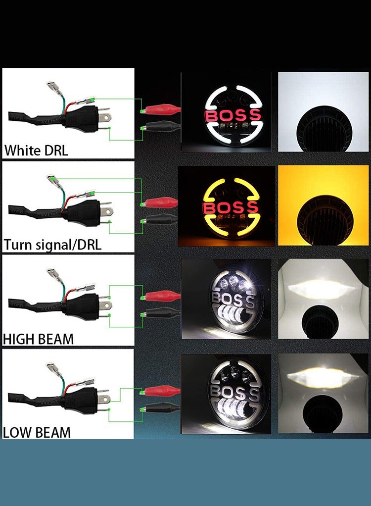 MR.SMART Mr Smart BOSS 7-Inch Round LED Headlight, Waterproof, High/Low Beam with DRL and Turn Signal, 2-Pack  - Image 5