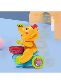Generic Stall Baby Head Crawling Music Luminous Suspension Blowing Ball Universal Wheel Electric Cute Elephant Drumming Toy-Color:Meng Xiang Drum Car [Blue]]  - Image 4