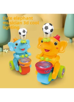Generic Stall Baby Head Crawling Music Luminous Suspension Blowing Ball Universal Wheel Electric Cute Elephant Drumming Toy-Color:Meng Xiang Drum Car [Blue]]  - Image 2