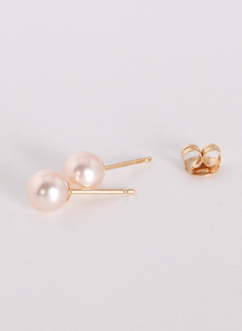 MIKURA Earrings, Freshwater Pearls, A Quality, Natural Multi Color, 6.5-6.0MM, 18KY - Image 1