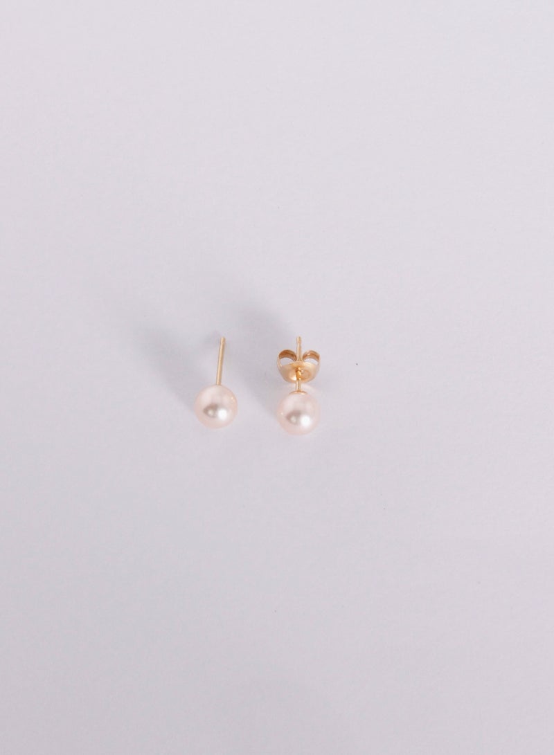 MIKURA Earrings, Freshwater Pearls, A Quality, Natural Multi Color, 6.5-6.0MM, 18KY - Image 2