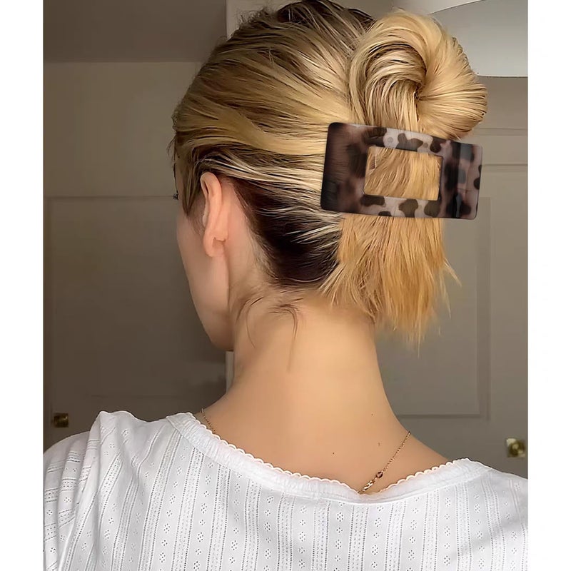 Velscrun Flat Hair Clips for Women Girls, 12 Pack Lay Flat Claw Clips, Large Side French Duck Billed Hair Jaw Claw Clip for All Hair Types, Daily Trendy Stylish Styling Gifts Hair Clip Leopard - Image 2