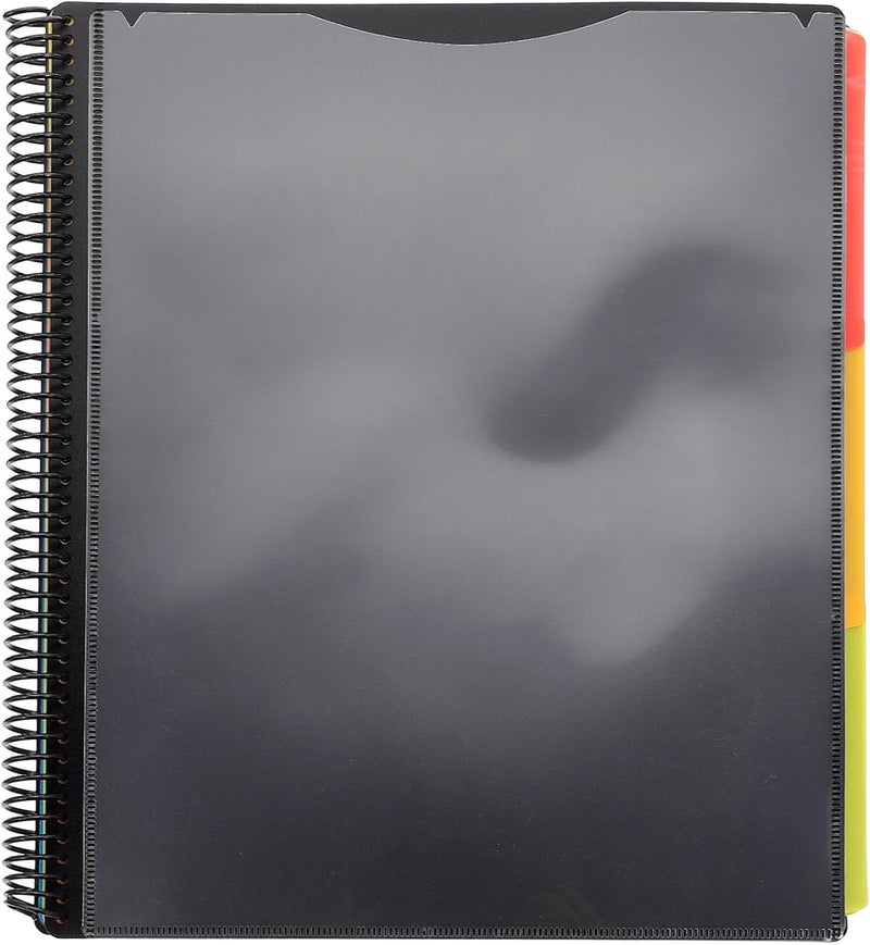 Coil File Folder Organizer 12-Page Pp Document Organizer Folder for Office Supplies Black for Paper Storage and Classification - Image 1