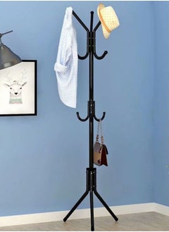 Coat Stand in Tree Shape Metal Standing Clothes Shelf, Frame Hanger with 9 Hooks for Clothes, Hats, Bags, Black