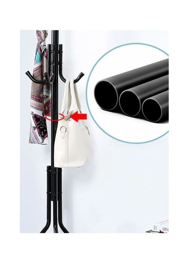 HALAMODO - Coat Stand in Tree Shape Metal Standing Clothes Shelf, Frame Hanger with 9 Hooks for Clothes, Hats, Bags, Black - Image 1