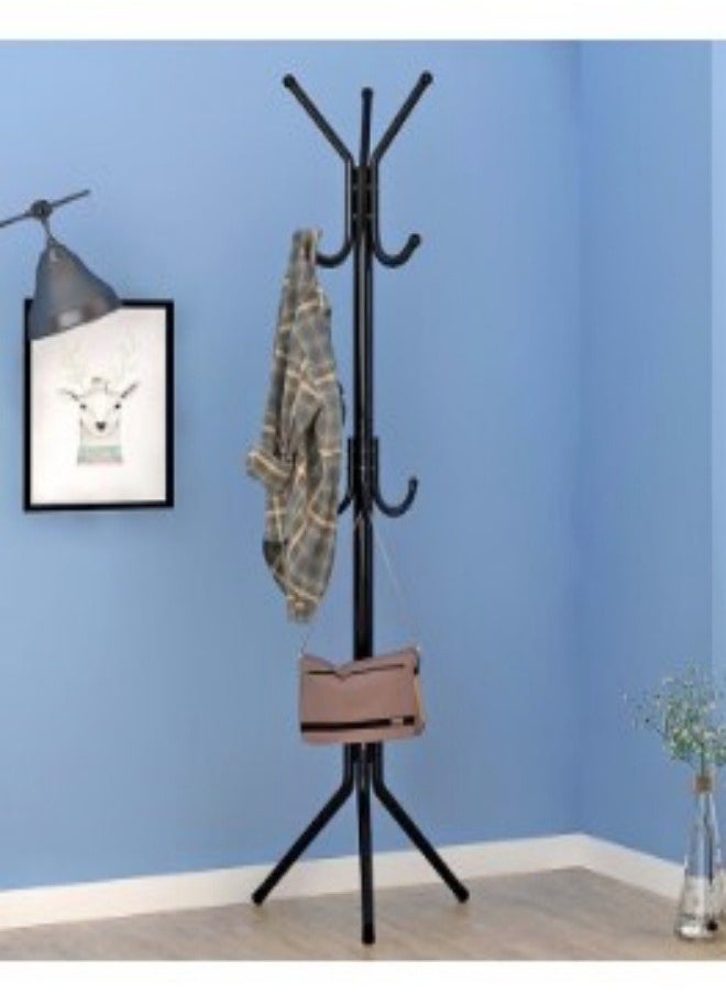 HALAMODO - Coat Stand in Tree Shape Metal Standing Clothes Shelf, Frame Hanger with 9 Hooks for Clothes, Hats, Bags, Black - Image 1