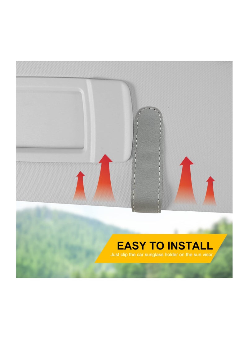 Excefore 2 Pack Magnetic Leather Sunglass Holder, Eyeglass Hanger Clip for Car Sun Visor, Ticket Card Clip Eyeglasses Mount, Car Visor Accessories, Suitable for Different Size Eyeglasses, Gray - Image 3