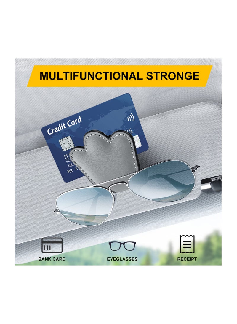 Excefore 2 Pack Magnetic Leather Sunglass Holder, Eyeglass Hanger Clip for Car Sun Visor, Ticket Card Clip Eyeglasses Mount, Car Visor Accessories, Suitable for Different Size Eyeglasses, Gray - Image 4