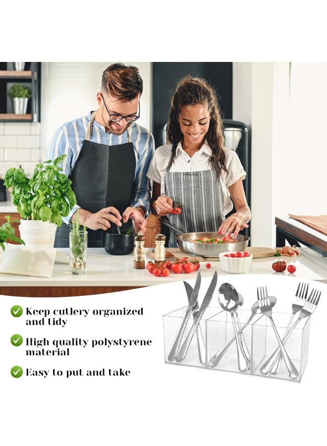 TPGP منظم تخزين أدوات المائدة، حامل أدوات المائدة البلاستيكي، منظم تخزين للمطبخ، يحمل الشوكة، السكين، الملعقة، صندوق تخزين أدوات المائدة الفضي - Image 5