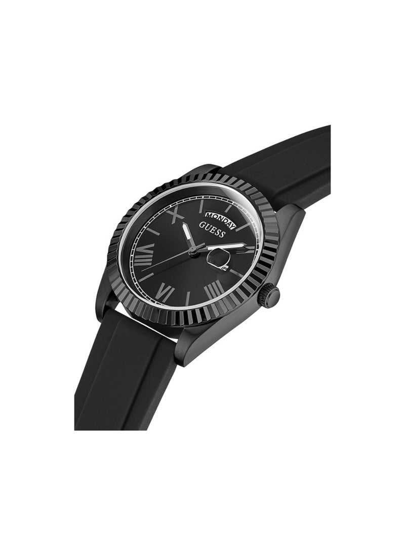 GUESS ساعة GUESS للرجال بسوار سيليكون أسود لليوم والتاريخ - GW0335G1 - Image 2