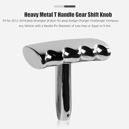 SQQP T Handle Gear Shift Knob Fit for 2012-2017 Jeep Wrangler JK/for 2011-2014 Dodge Durango/for 2009-2014 Dodge RAM (Aluminum Alloy,Chrome) - Image 5