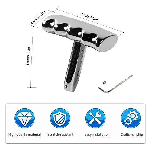 SQQP T Handle Gear Shift Knob Fit for 2012-2017 Jeep Wrangler JK/for 2011-2014 Dodge Durango/for 2009-2014 Dodge RAM (Aluminum Alloy,Chrome) - Image 3