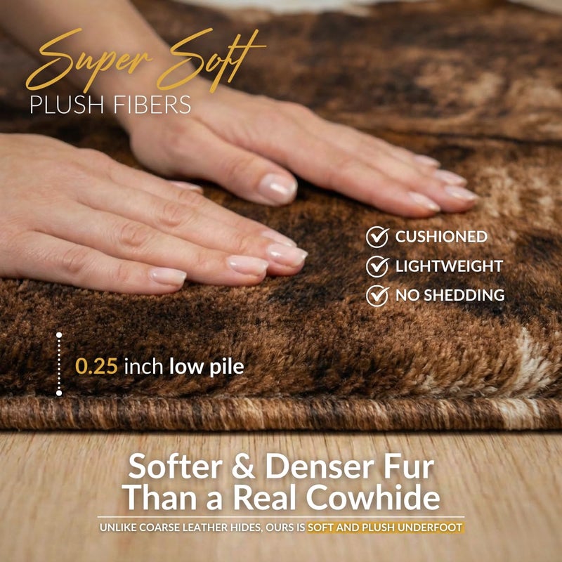 NativeSkins Faux Cowhide Rug â€“ Brindle (Large) | 4.6ft x 6.6ft | Triple-Layer Support | Ultra-Soft Pile | Hand-Cut, Faux Suede No-Slip Backing | Western Rug | Cow Hide Animal Print - Image 4