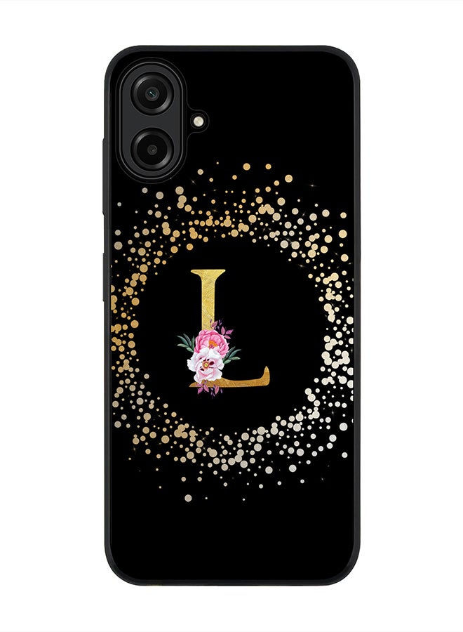 Stylizedd For Samsung Galaxy A07 4G Case,Slim fit Camera Protection, Shockproof Thin Phone cover  - Custom Monogram Floral - L ( Black )