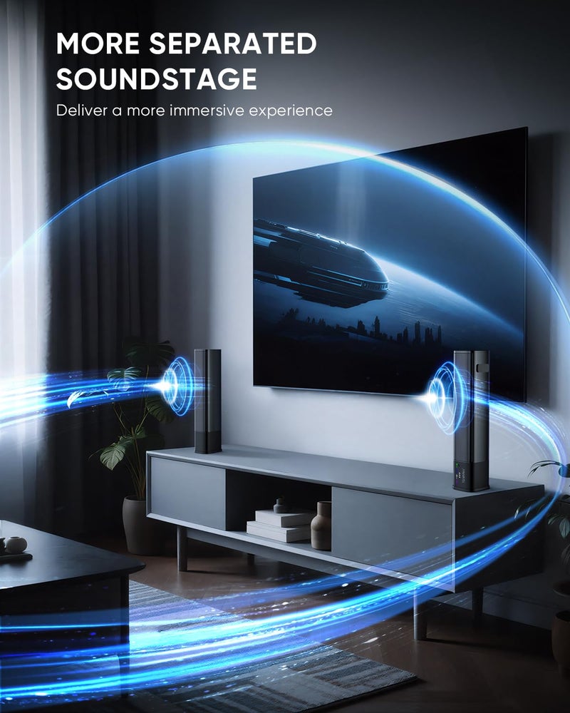 Saiyin Sound Bar for Smart TV, Detachable Soundbar TV Speaker with Bluetooth/ARC/Optical/AUX Input, Super Diaphragm Driver and 3 Preset Sound Effects for TV/PC/Projector. - Image 2