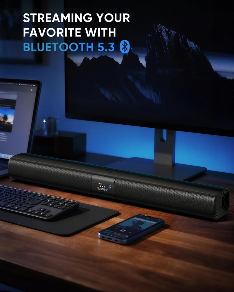 Saiyin Sound Bar for Smart TV, Detachable Soundbar TV Speaker with Bluetooth/ARC/Optical/AUX Input, Super Diaphragm Driver and 3 Preset Sound Effects for TV/PC/Projector. - Image 5