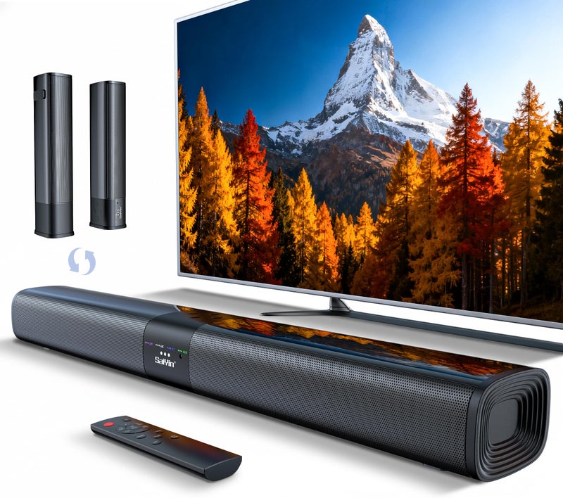 Saiyin Sound Bar for Smart TV, Detachable Soundbar TV Speaker with Bluetooth/ARC/Optical/AUX Input, Super Diaphragm Driver and 3 Preset Sound Effects for TV/PC/Projector. - Image 1