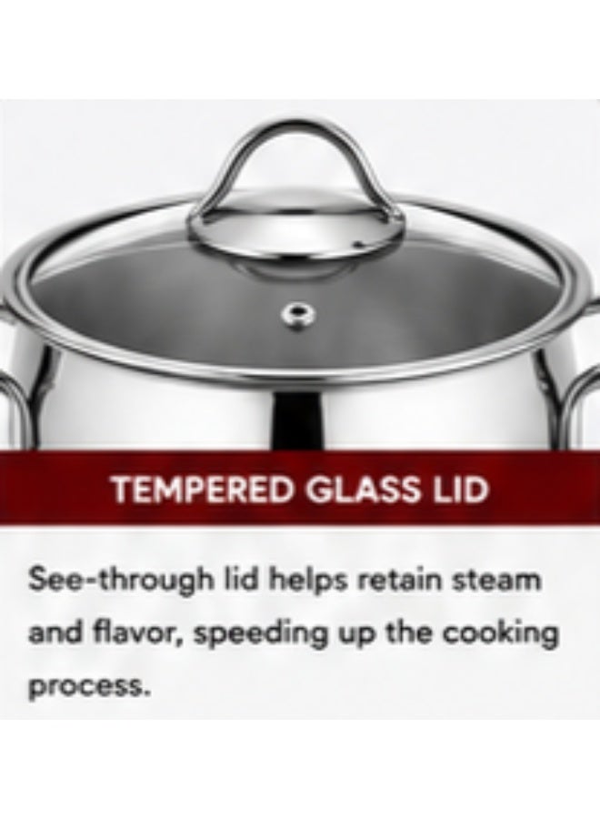 Mister Cook 7-Piece Stainless Steel Cookware Set with Glass Lids – Perfect for Every Kitchen - Image 3