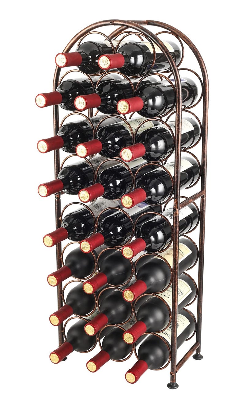 PAG PAG 23 Bottles Arched Freestanding Floor Metal Wine Rack Wine Bottle Holders Stands Antique Brown