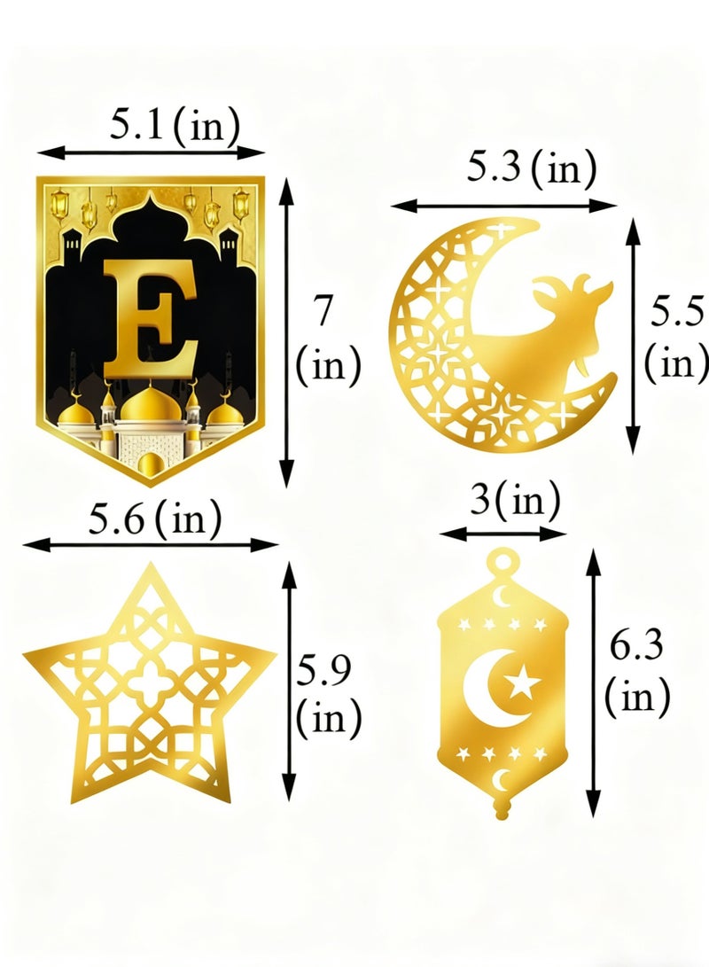 ناكسي فلاي ديكورات رمضان مبارك للمنزل، لافتة رمضان مع لافتة خلفية معلقة لمستلزمات الحفلات على الحائط باللون الذهبي والأسود - Image 3