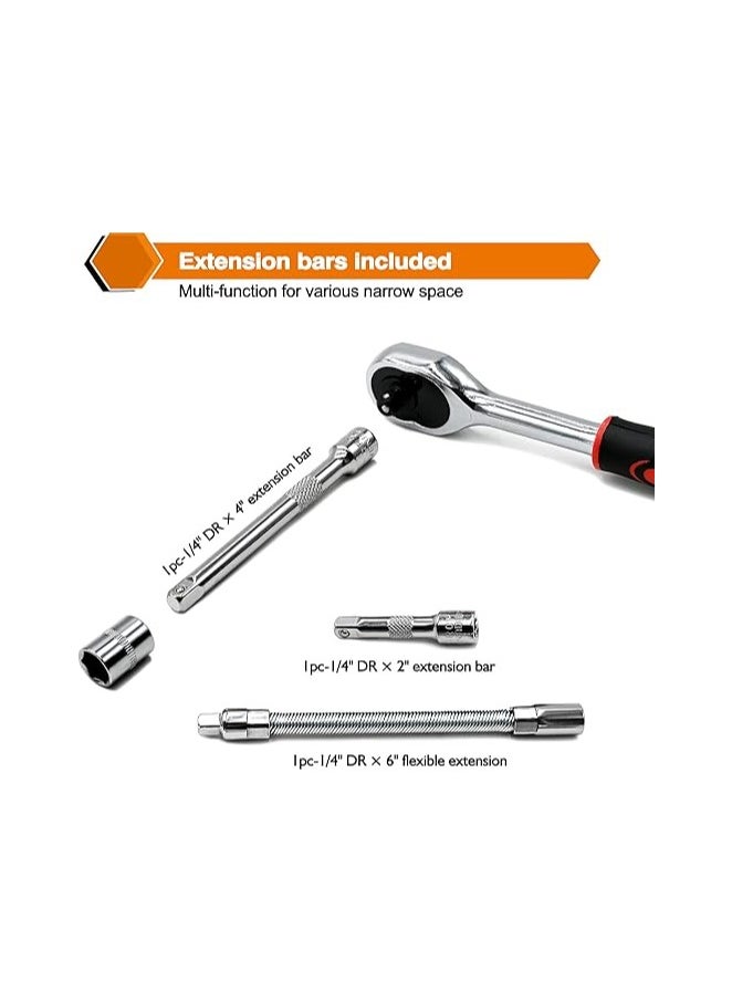 Generic Egofine 46 Pieces 1/4 inch Drive Socket Ratchet Wrench Set, with Bit Socket Set Metric and Extension Bar for Auto Repairing and Household, with Storage Case  - Image 4