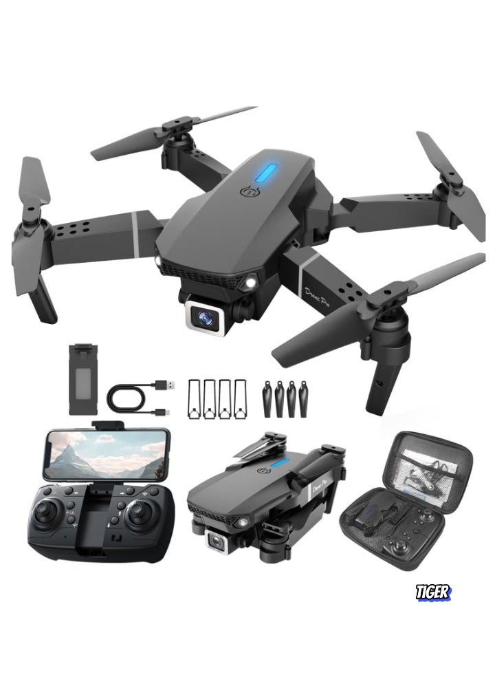 TIGER E88 4K HD Drone with Single Camera – Foldable Aerial Aircraft for Beginners, 2.4GHz Real-Time Transmission, 360° Roll, Long Battery Life, Headless Mode, Trajectory Flight & One-Key Return - Image 1