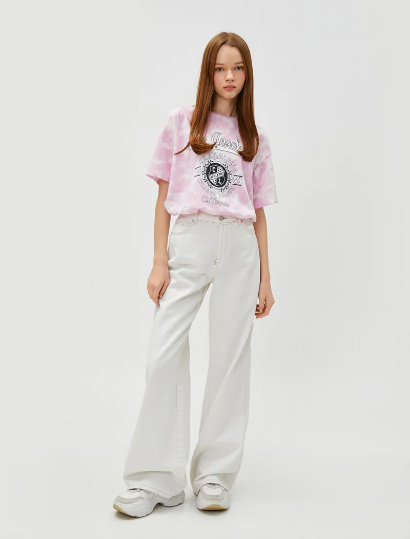 كوتون Printed T-Shirt Crew Neck Short Sleeve Cotton
